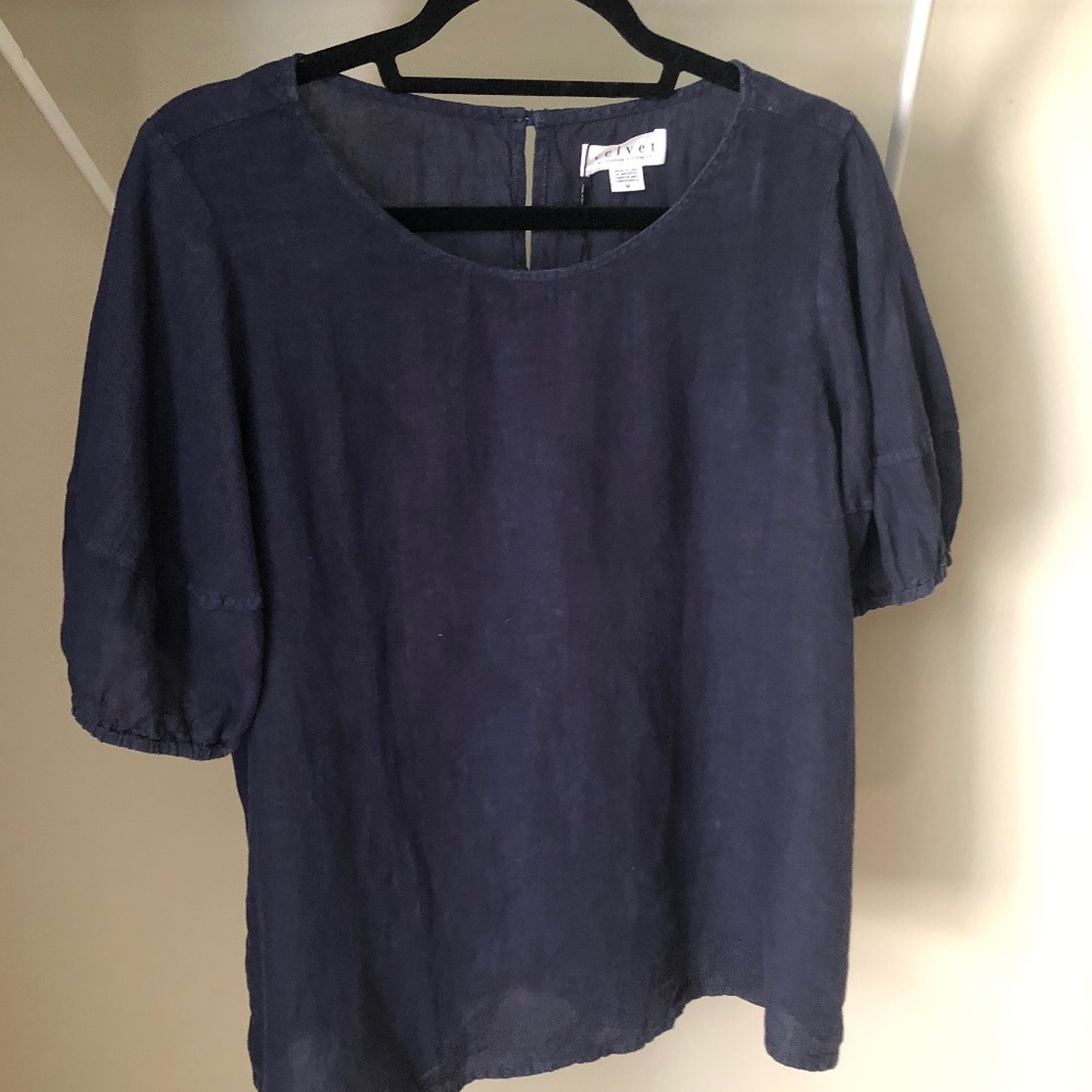 Velvet deep indigo linen top *new with tags*
